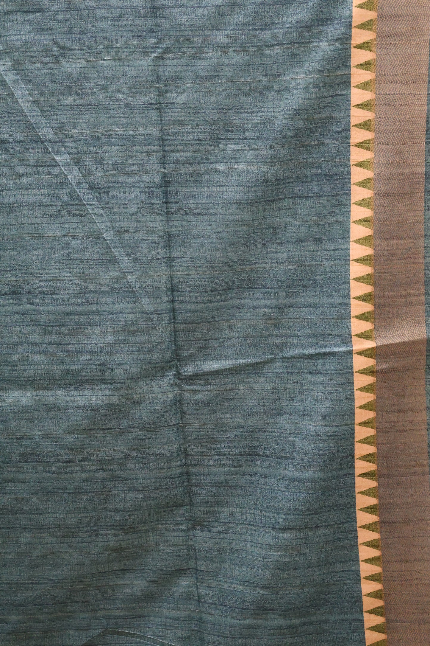 Tussar Saree-Green Peacock Pattern