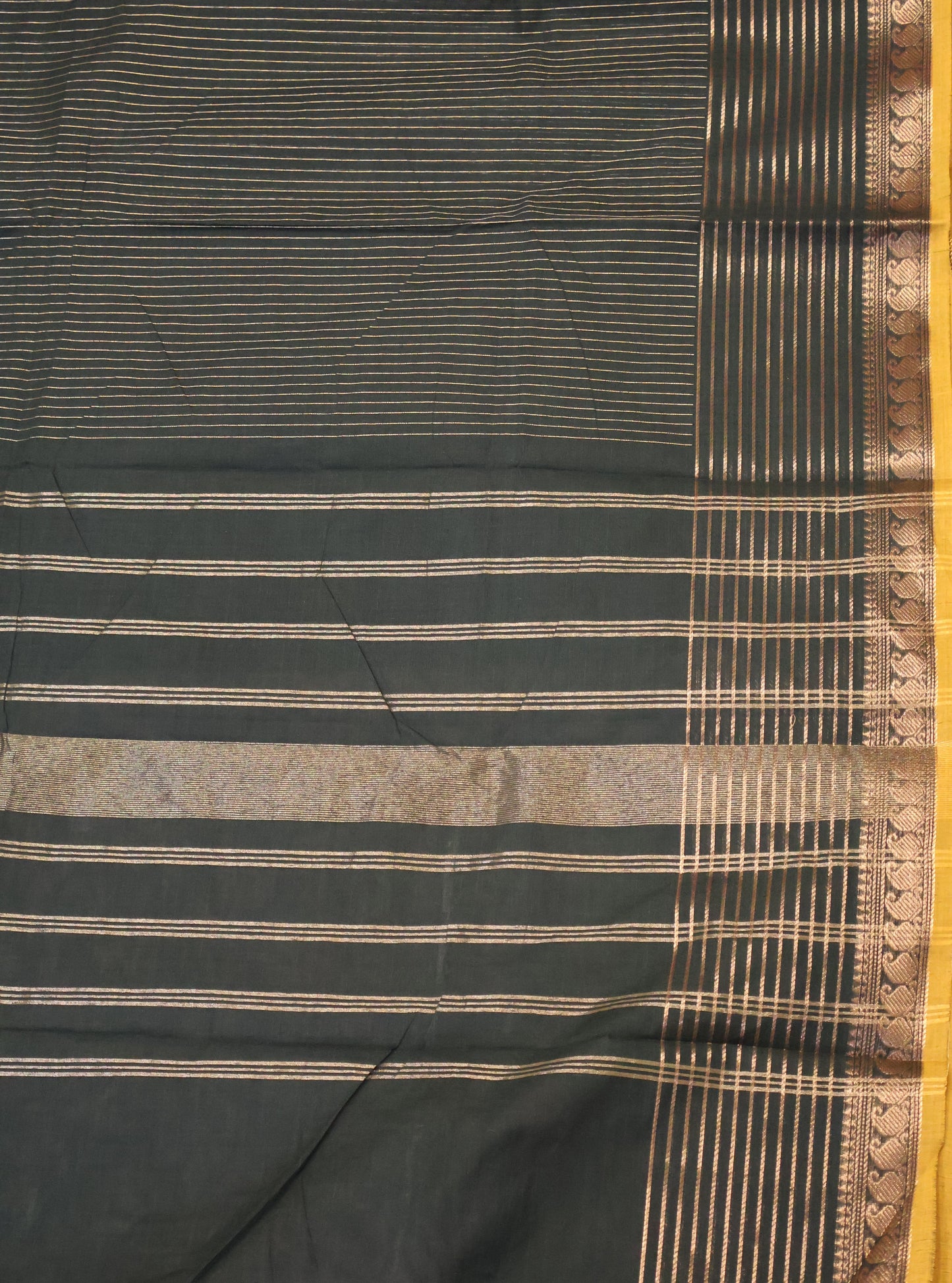 Kanchi Cotton Saree -Bottle Green Vairaoosi