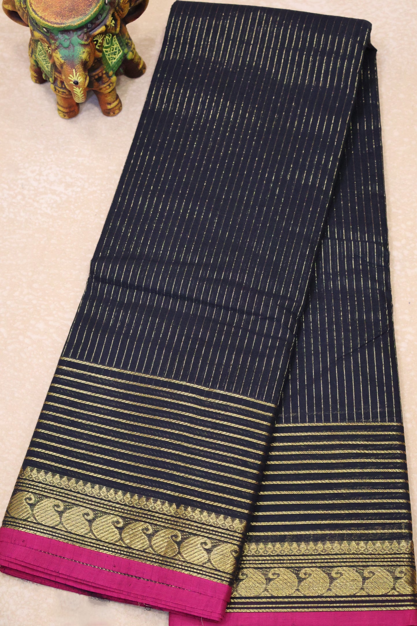 Chettinad Cotton Saree -Black Vairaoosi