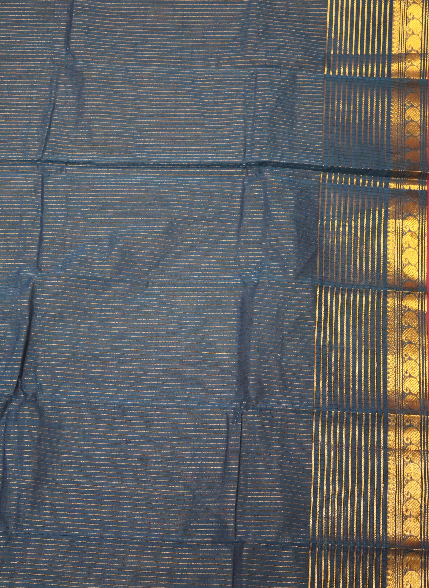 Chettinad Cotton Saree -Peacock Blue Vairaoosi