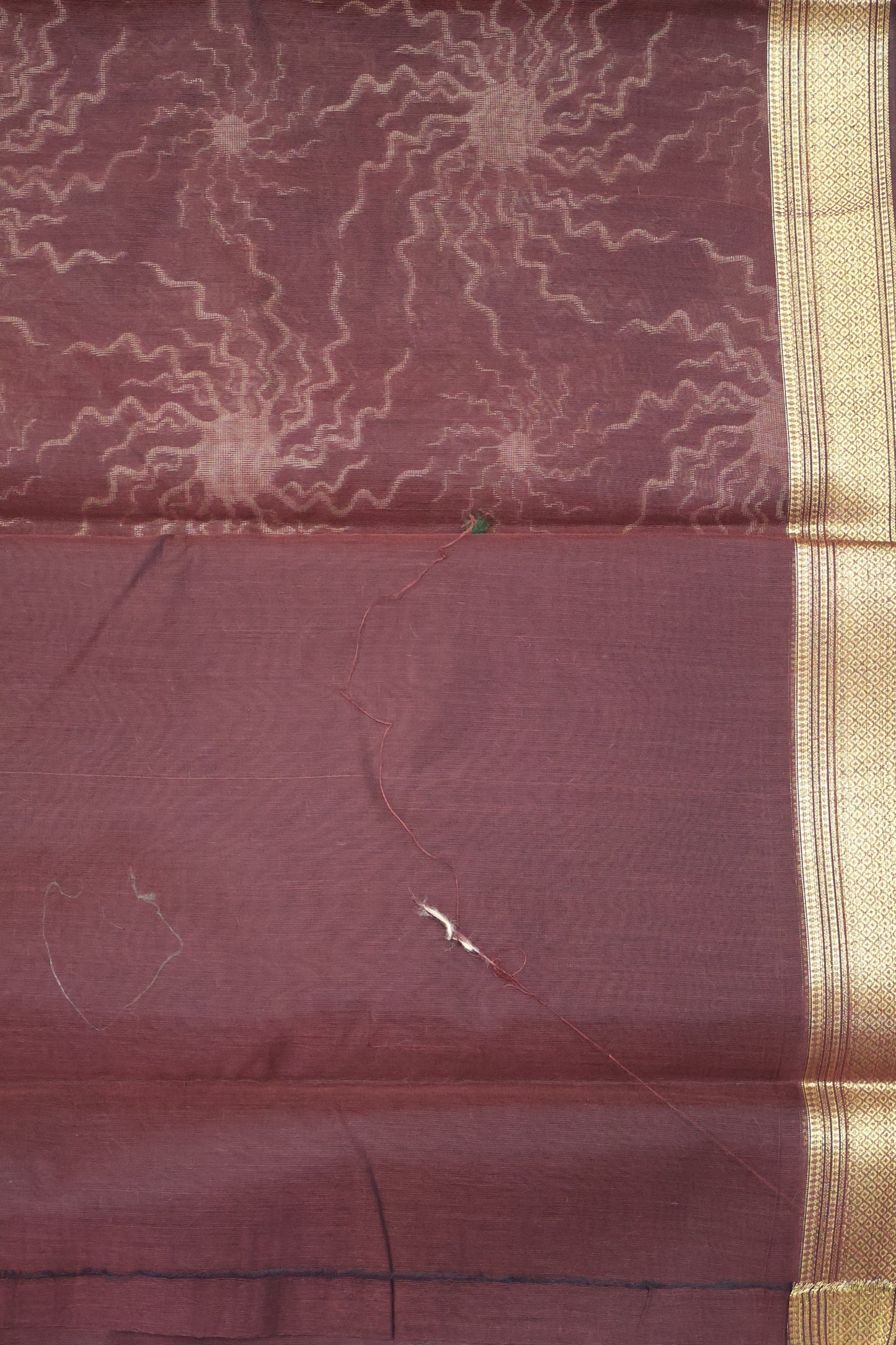 Kora Silk Cotton Saree -Sun Spark Pattern-Brown
