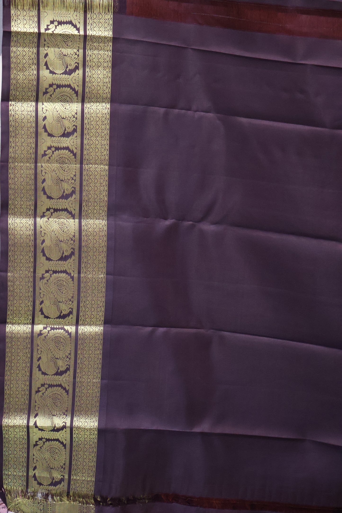 Pure Kanjivaram Silk Saree -Peacock Border-Honey