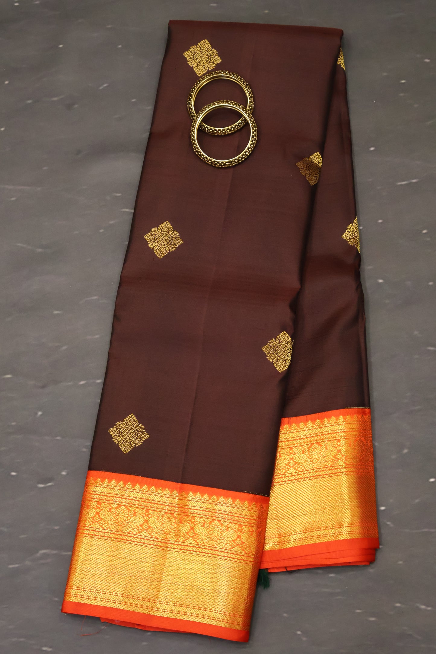 Pure Kanchipuram Silk Saree -Brown Red