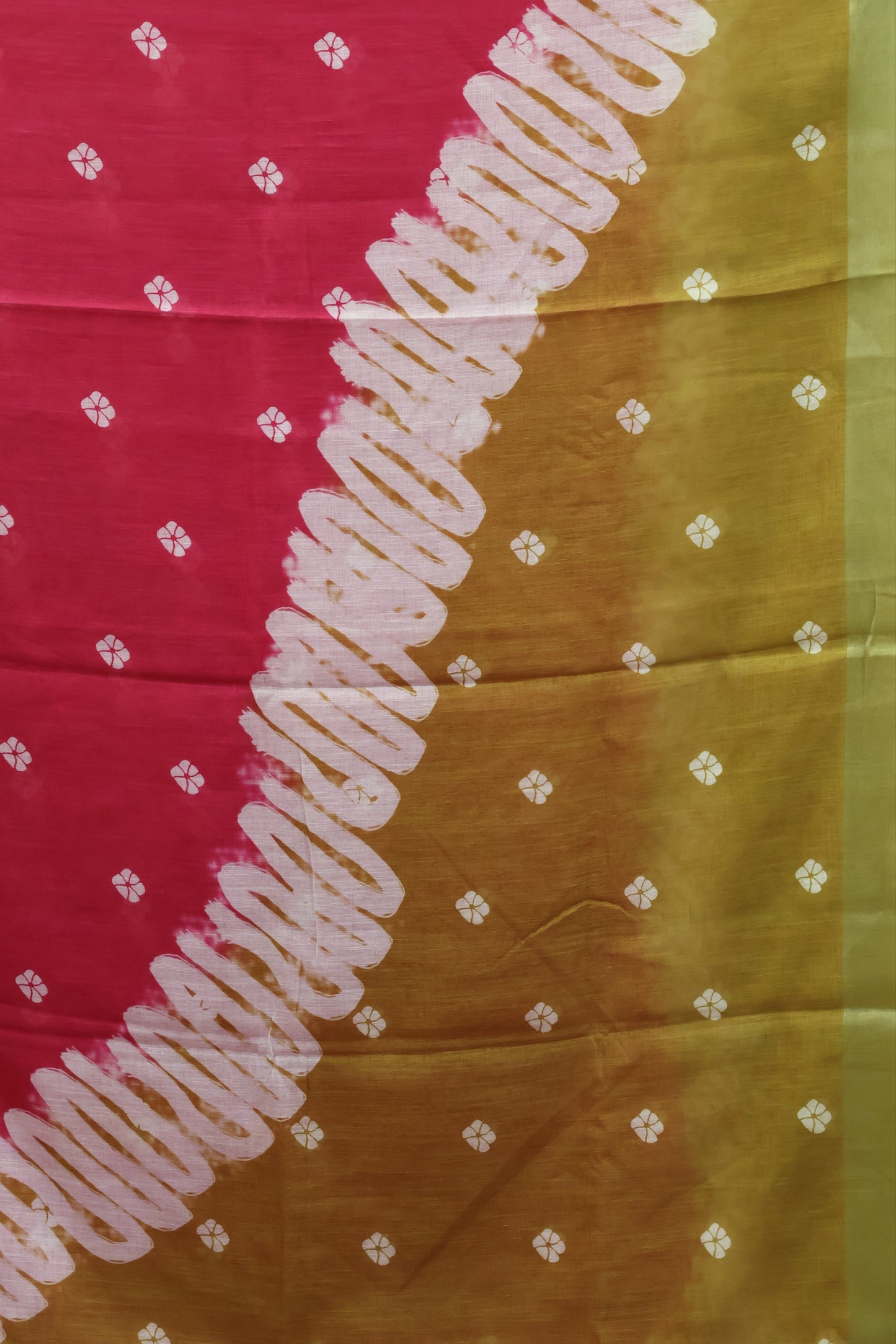 Semi Linen with Flower Print - Pink White
