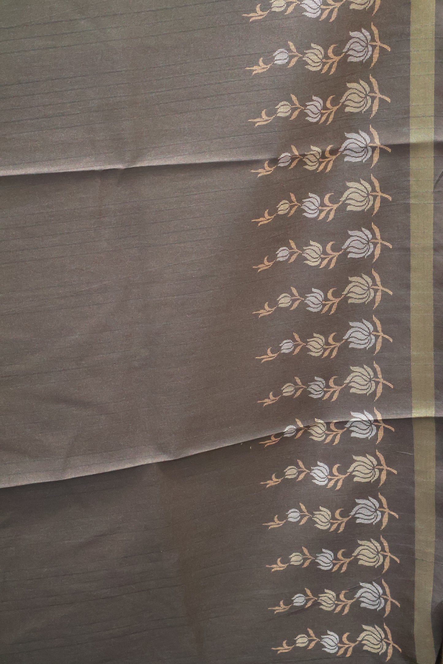 Semi Tussar Saree -Floral- Light Green-Black