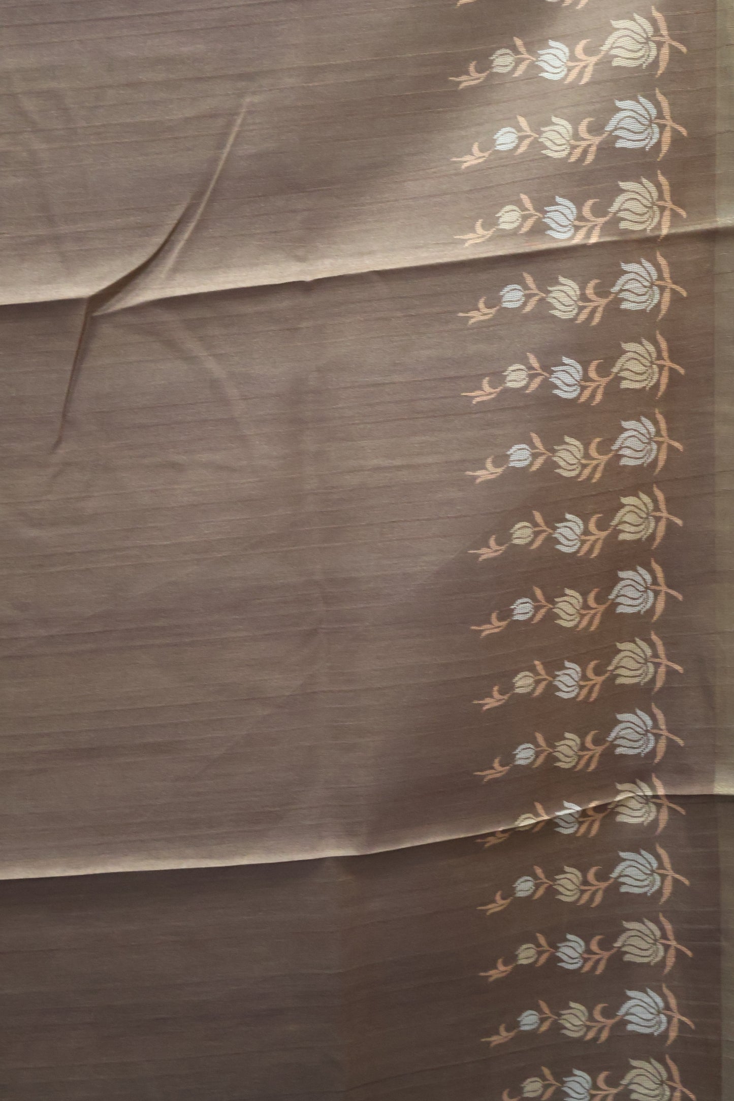 Semi Tussar Saree -Floral-Light Purple-Brown