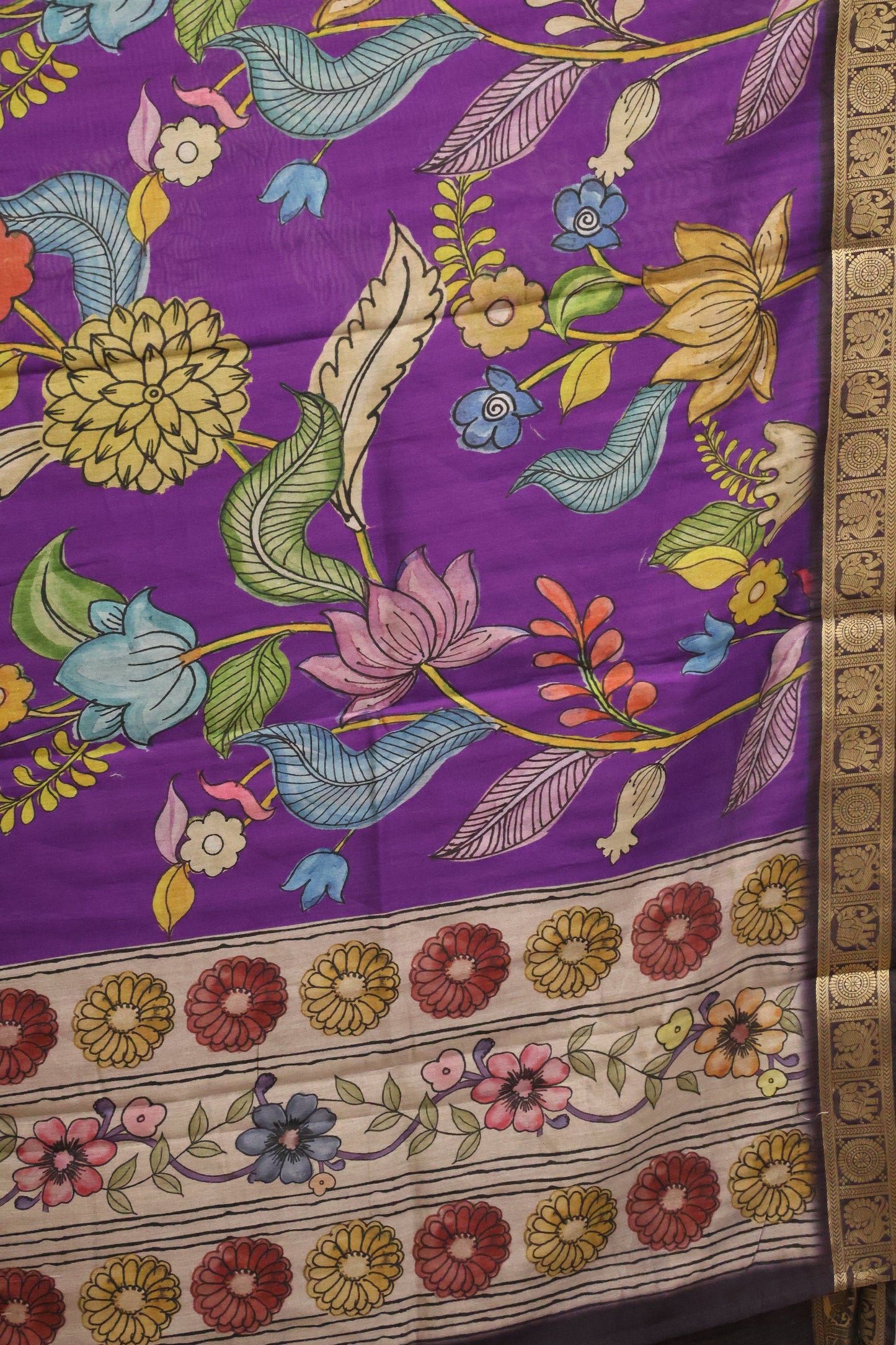 Malai Cotton With Bandhani Print- Purple Lotus