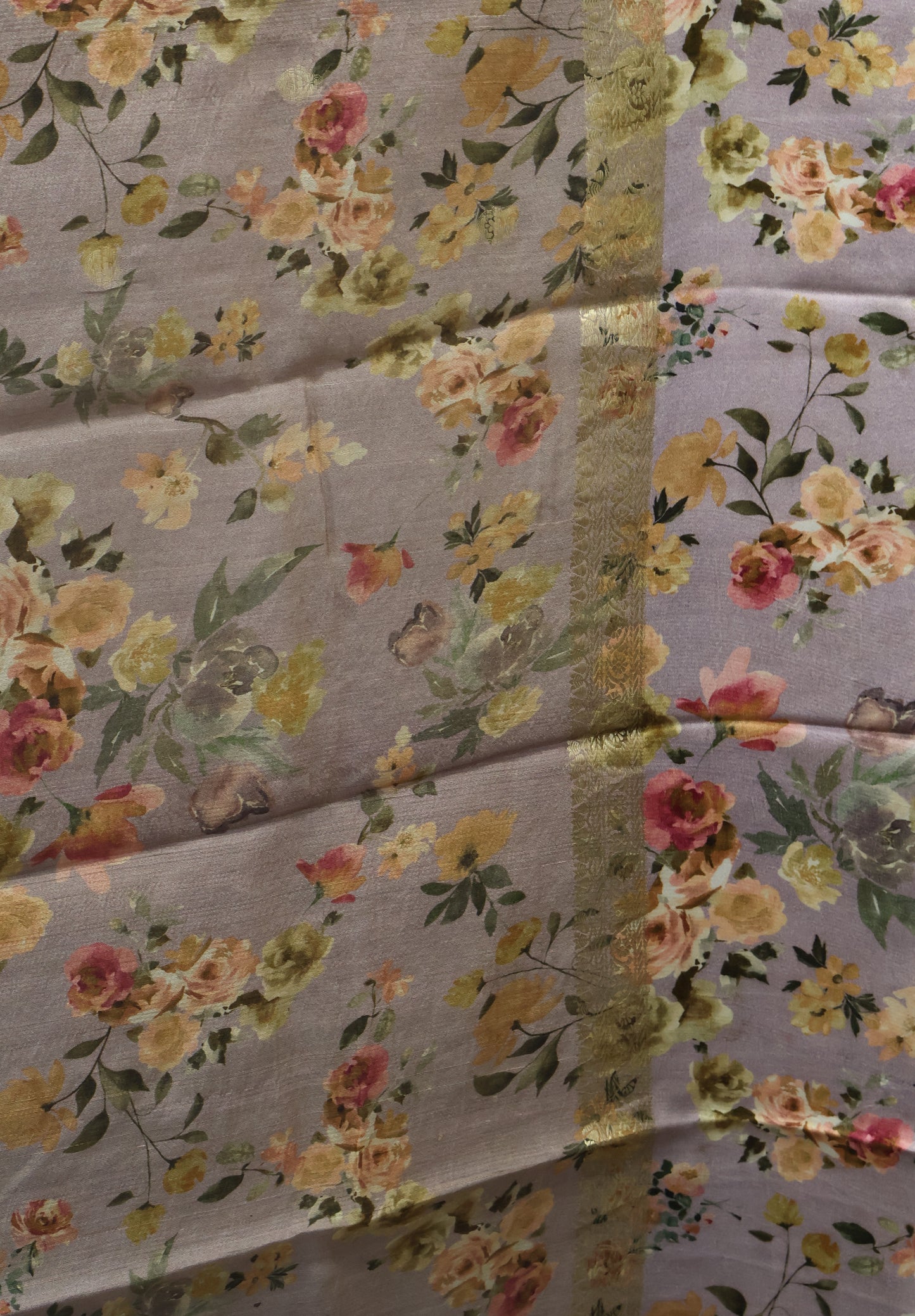 Pure Matka Tussar Saree-Purple Satin Border