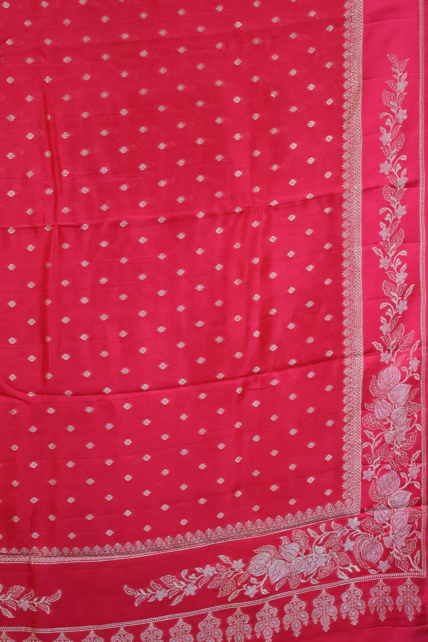 Banarasi Tussar -Rani Pink Plain Border