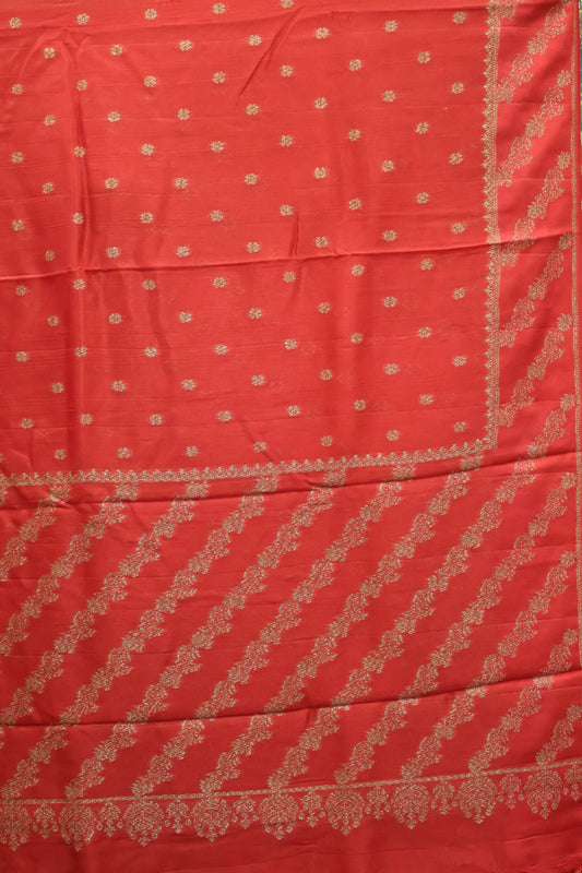Banarasi Tussar -Brick Red Flower Border