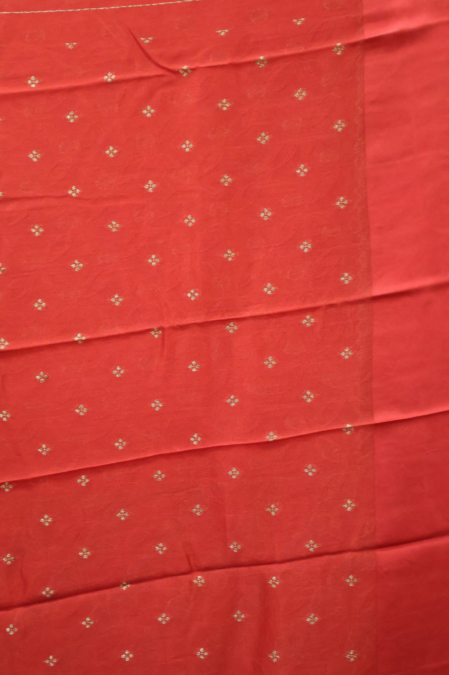 Banarasi Tussar -Brick Red Flower Border
