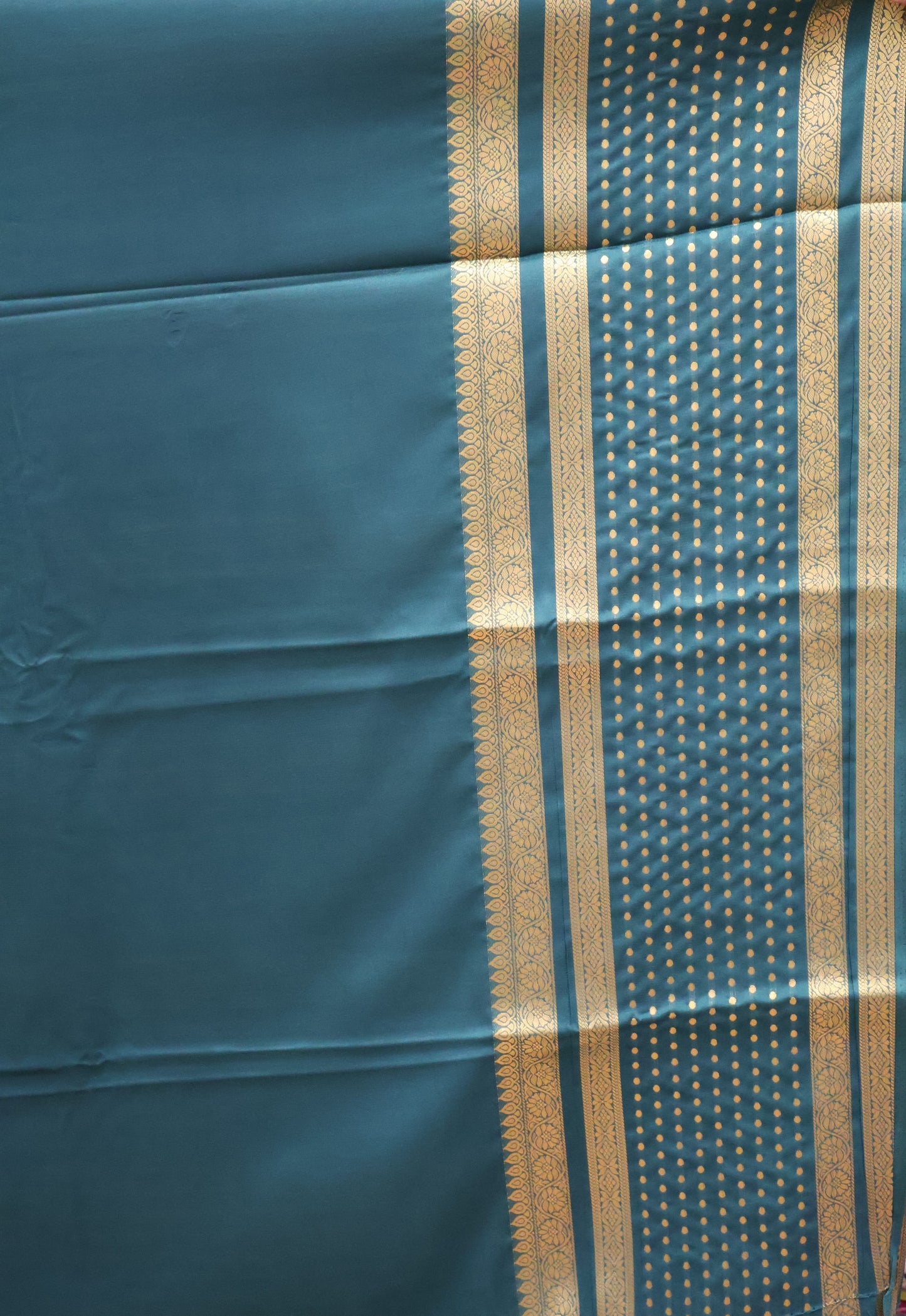 Semi Mysore Silk - Green Plain Dot