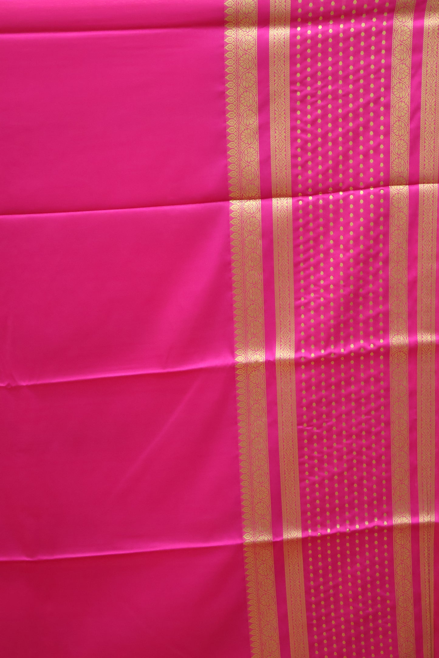 Semi Mysore Silk - Rani Pink Plain Dot