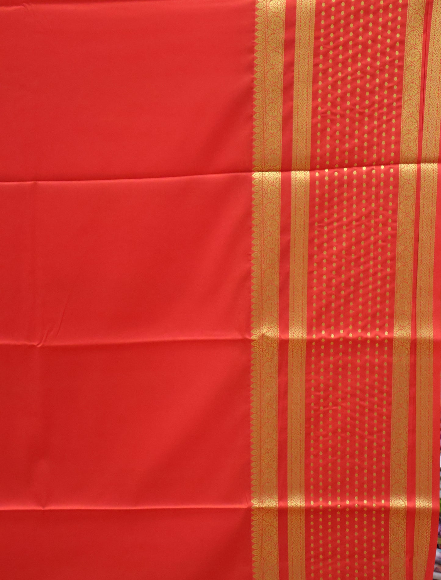 Semi Mysore Silk - Red Plain Dot
