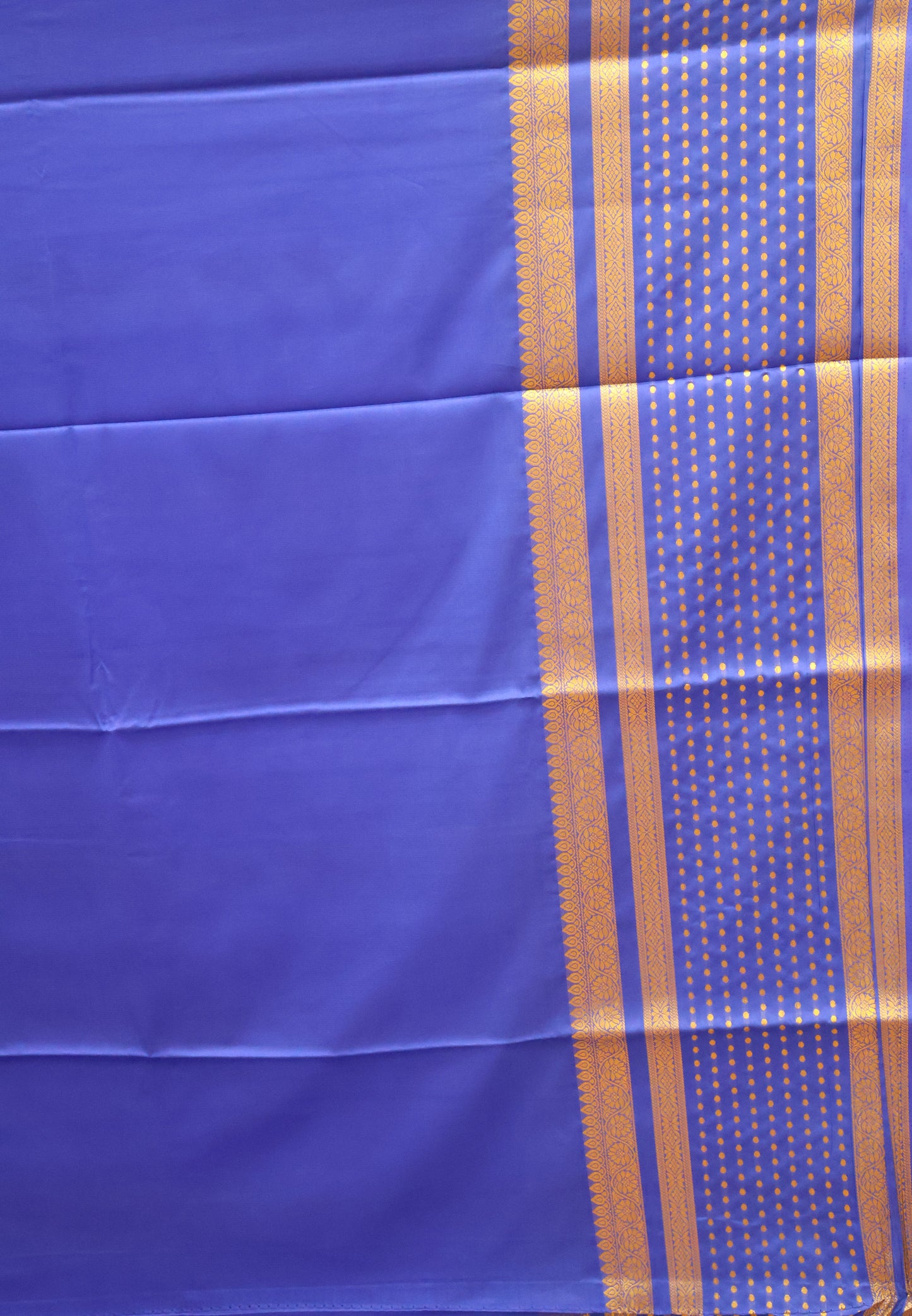 Semi Mysore Silk -Ink Blue Plain Dot