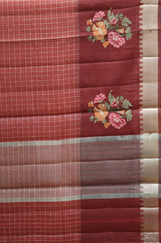 Mangal Giri Silk-Maroon Floral Print