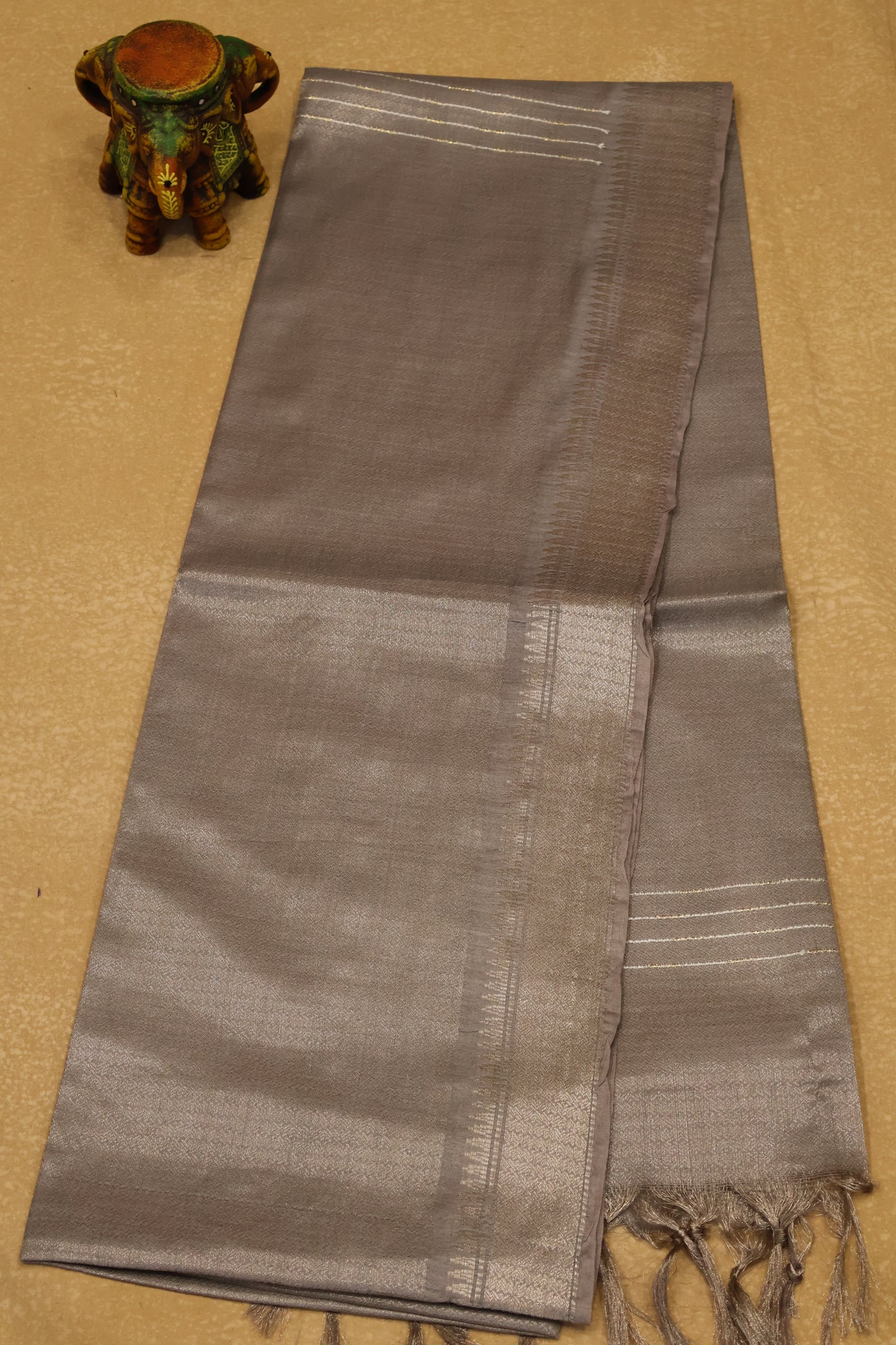 Bhagalpur Tissue- Silver Full Zari