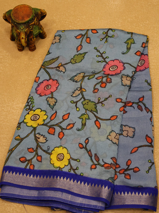 Mangal Giri Silk Saree-Blue Ink