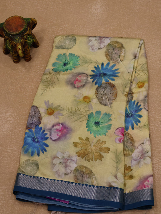 Mangal Giri Silk Saree-Baby Yellow