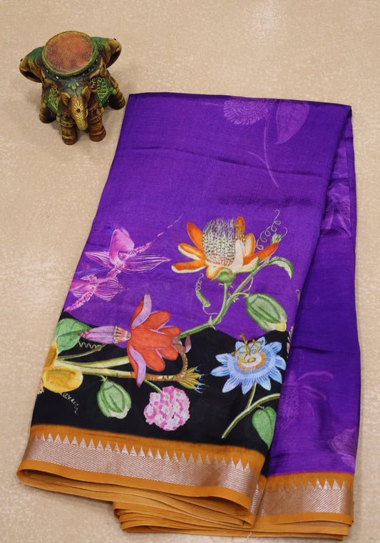 Mangal Giri Silk Saree-Purple Orange