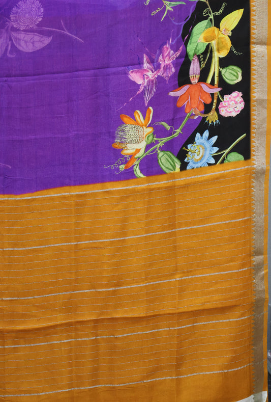 Mangal Giri Silk Saree-Purple Orange