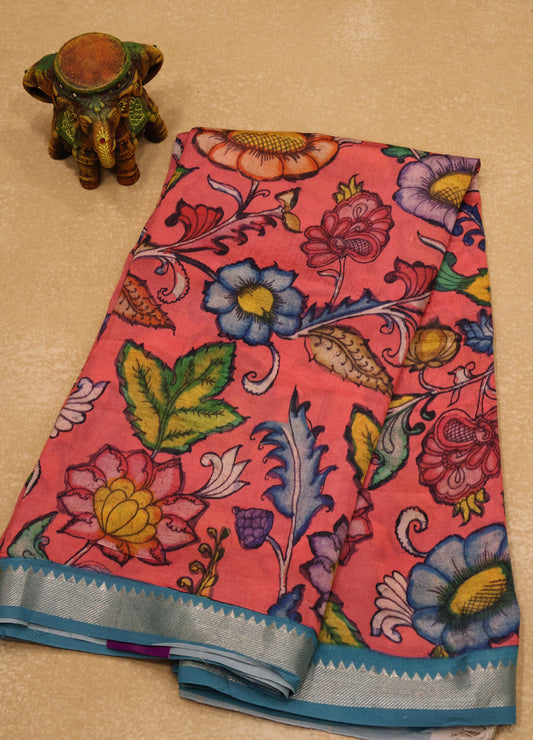 Mangal Giri Silk Saree- Pink Sky Blue