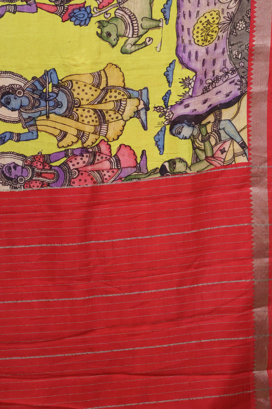 Mangal Giri Silk Saree- Yellow Purple