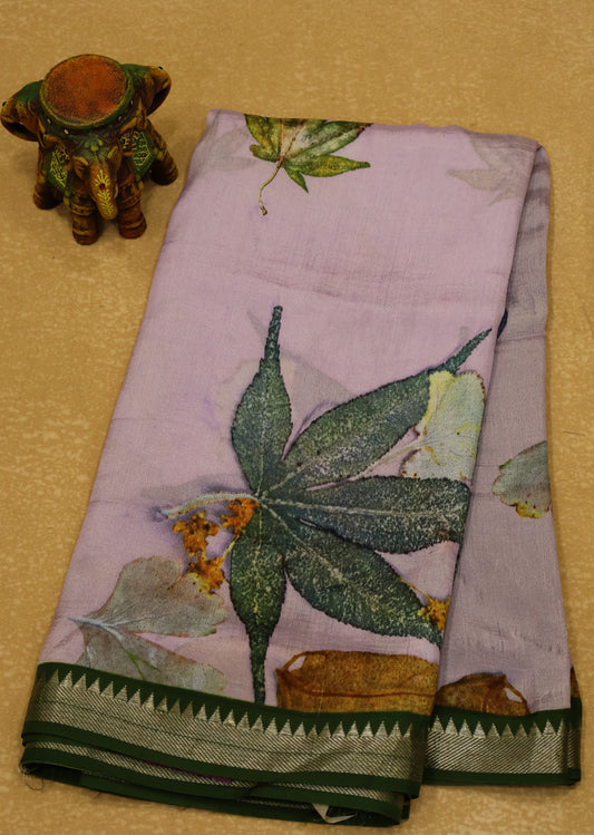 Mangal Giri Silk Saree-Silk Lavender-Green