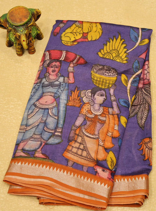 Mangal Giri Silk Saree-Purple Orange