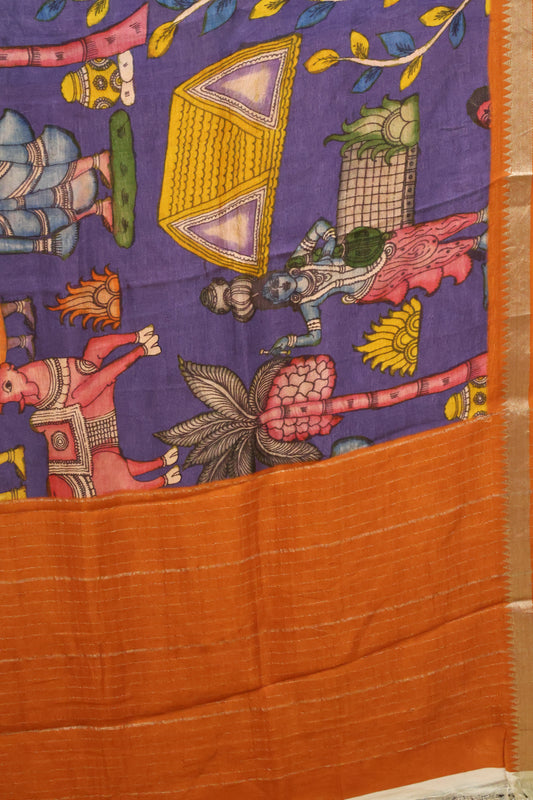 Mangal Giri Silk Saree-Purple Orange