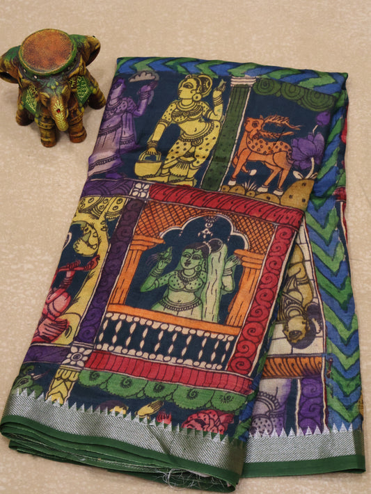 Mangal Giri Silk Saree-Multicolor-Purple