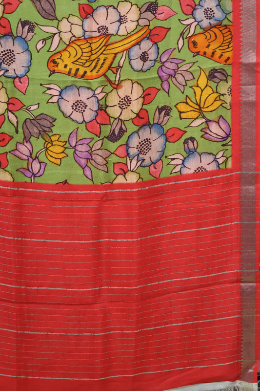 Mangal Giri Silk Saree-Green Redish