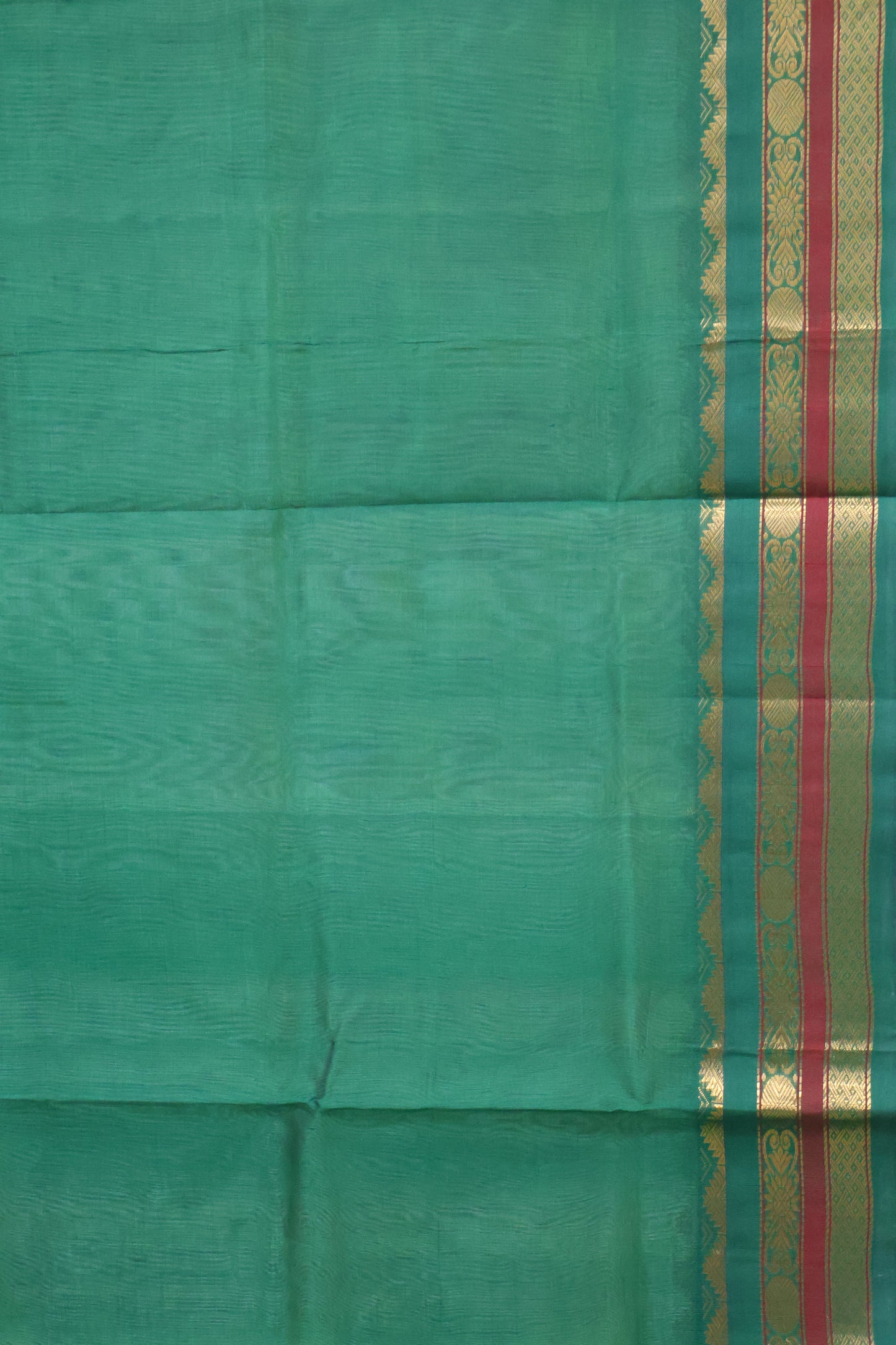 Silk Cotton Saree-Plain Green