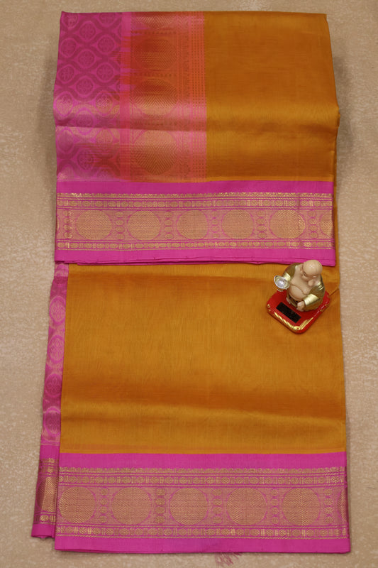 Silk Cotton Saree-Mustard