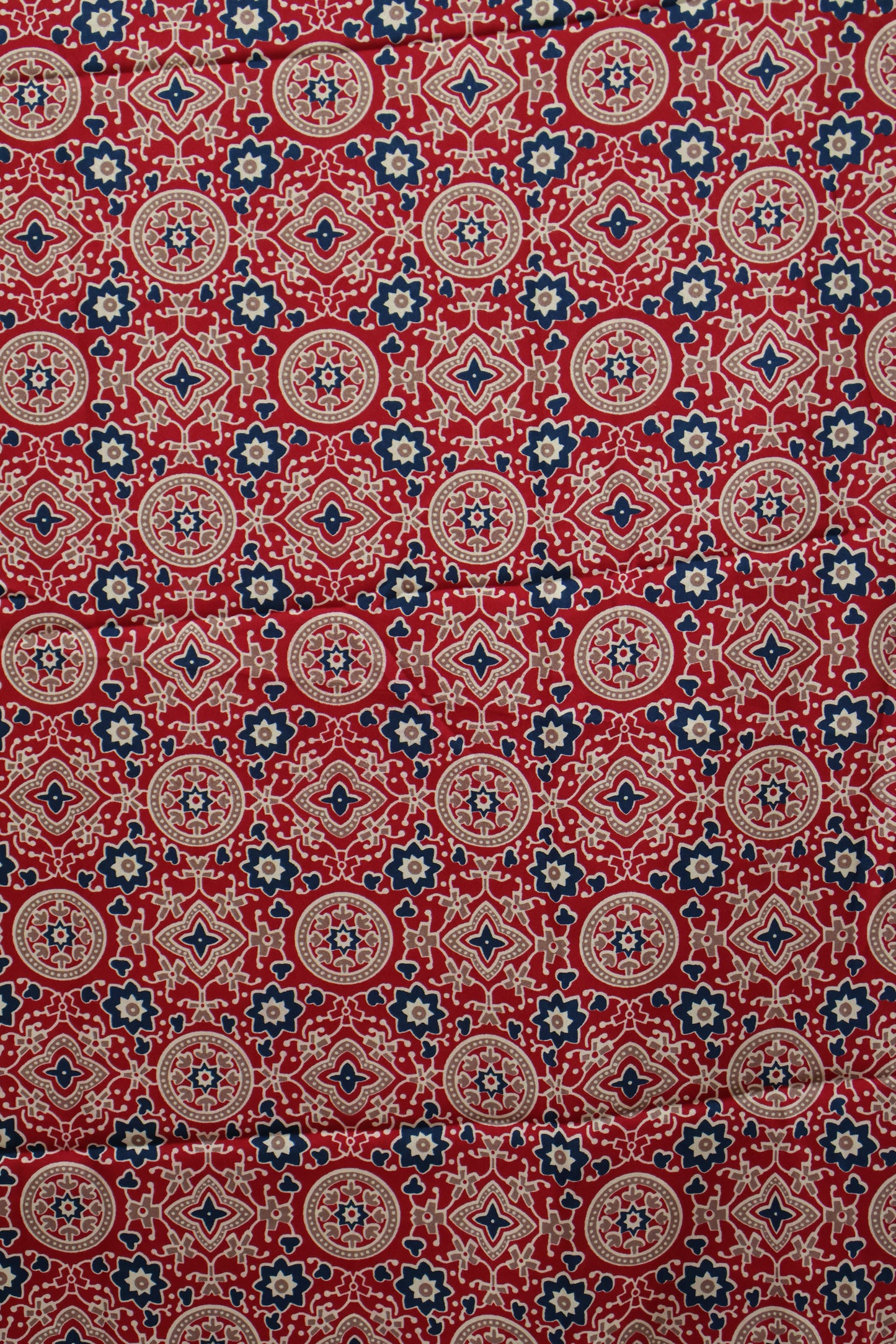 Modal Satin Saree-Red Dot Circle Pattern