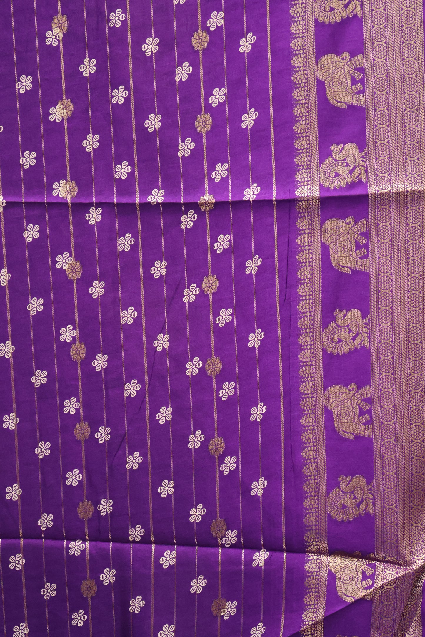 Dola Silk Saree-Purple Zari Lines Rose