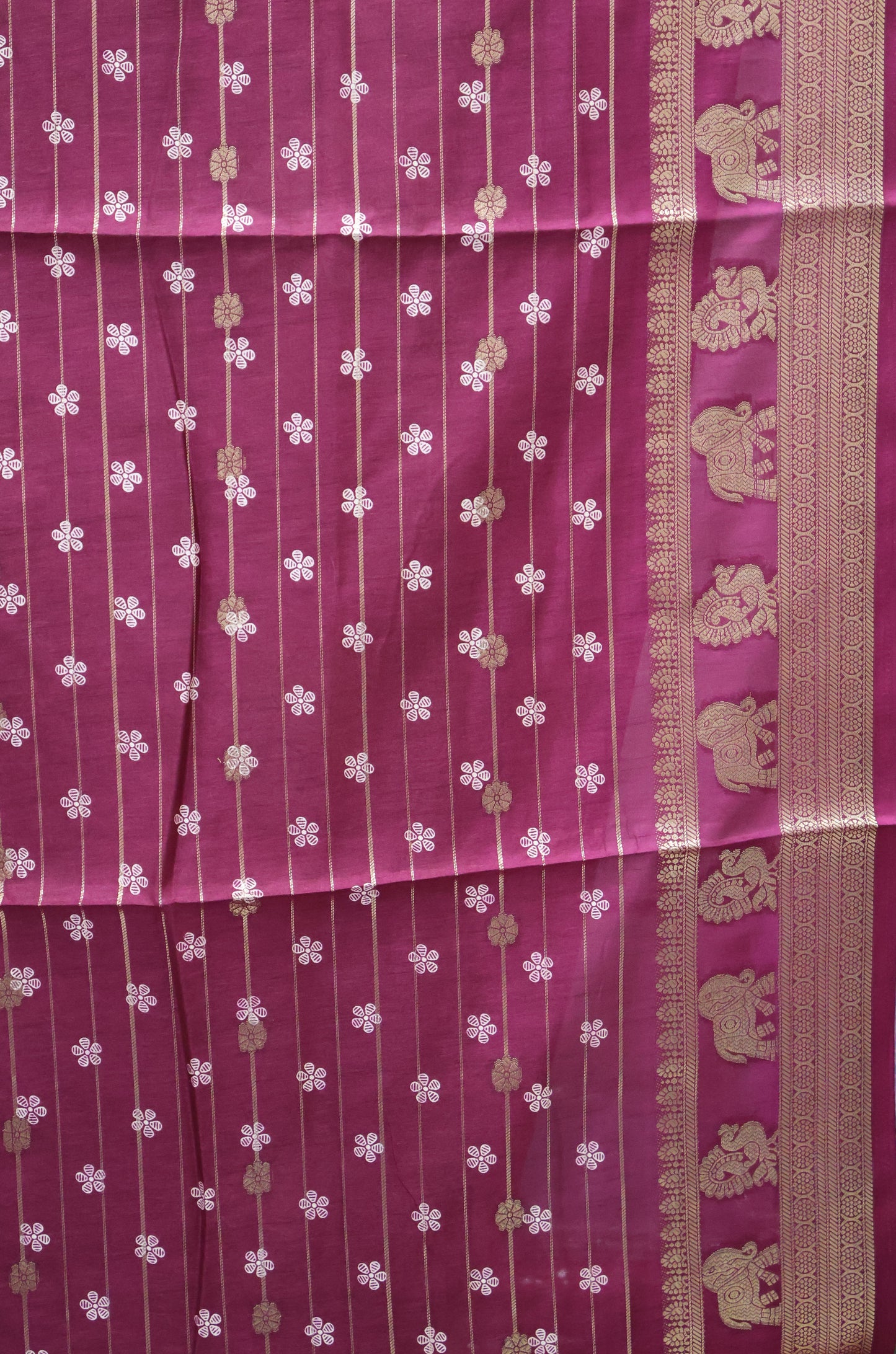 Dola Silk Saree-Wine Zari Lines Rose