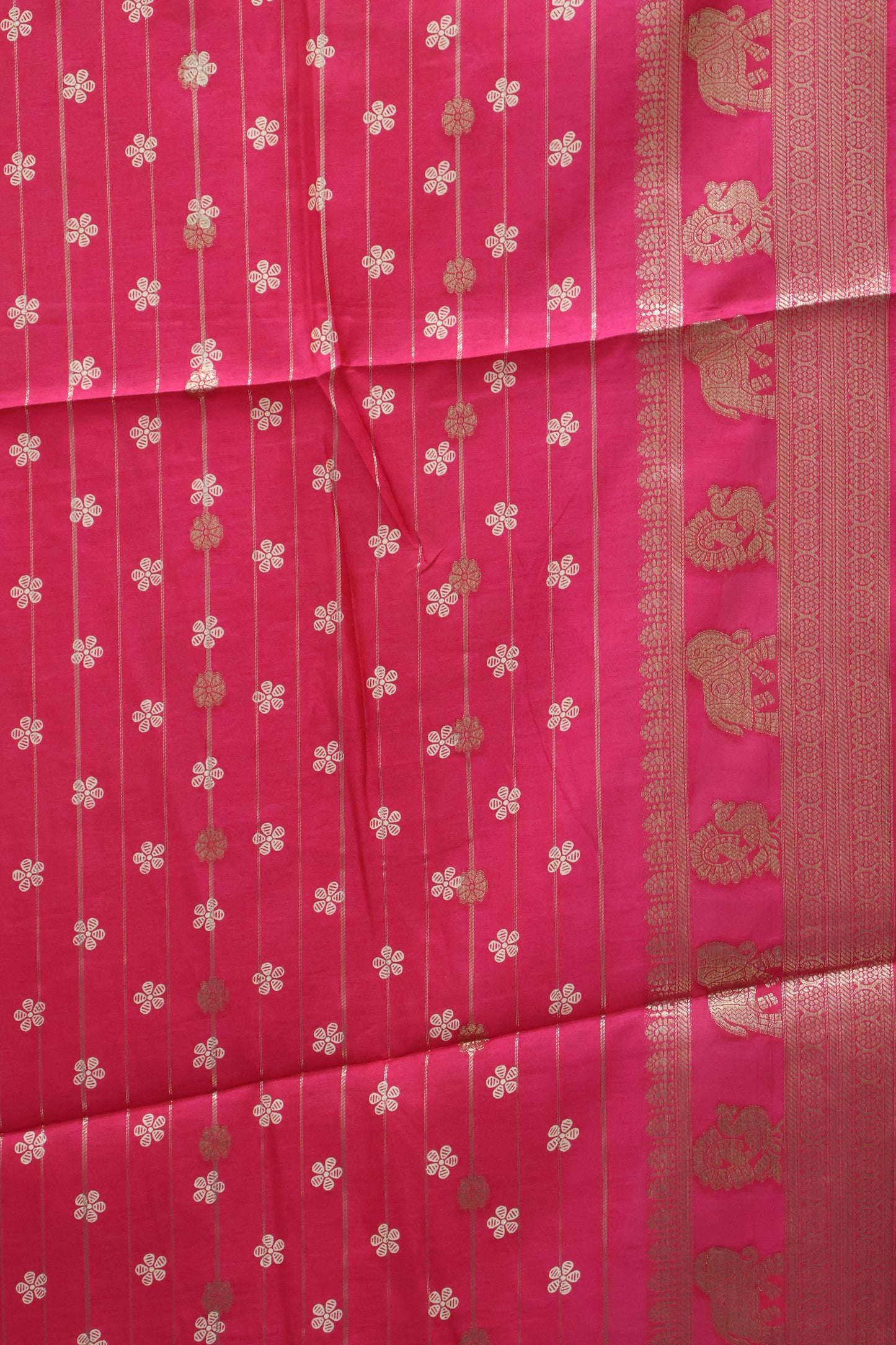 Dola Silk Saree- Pink Zari Lines Rose