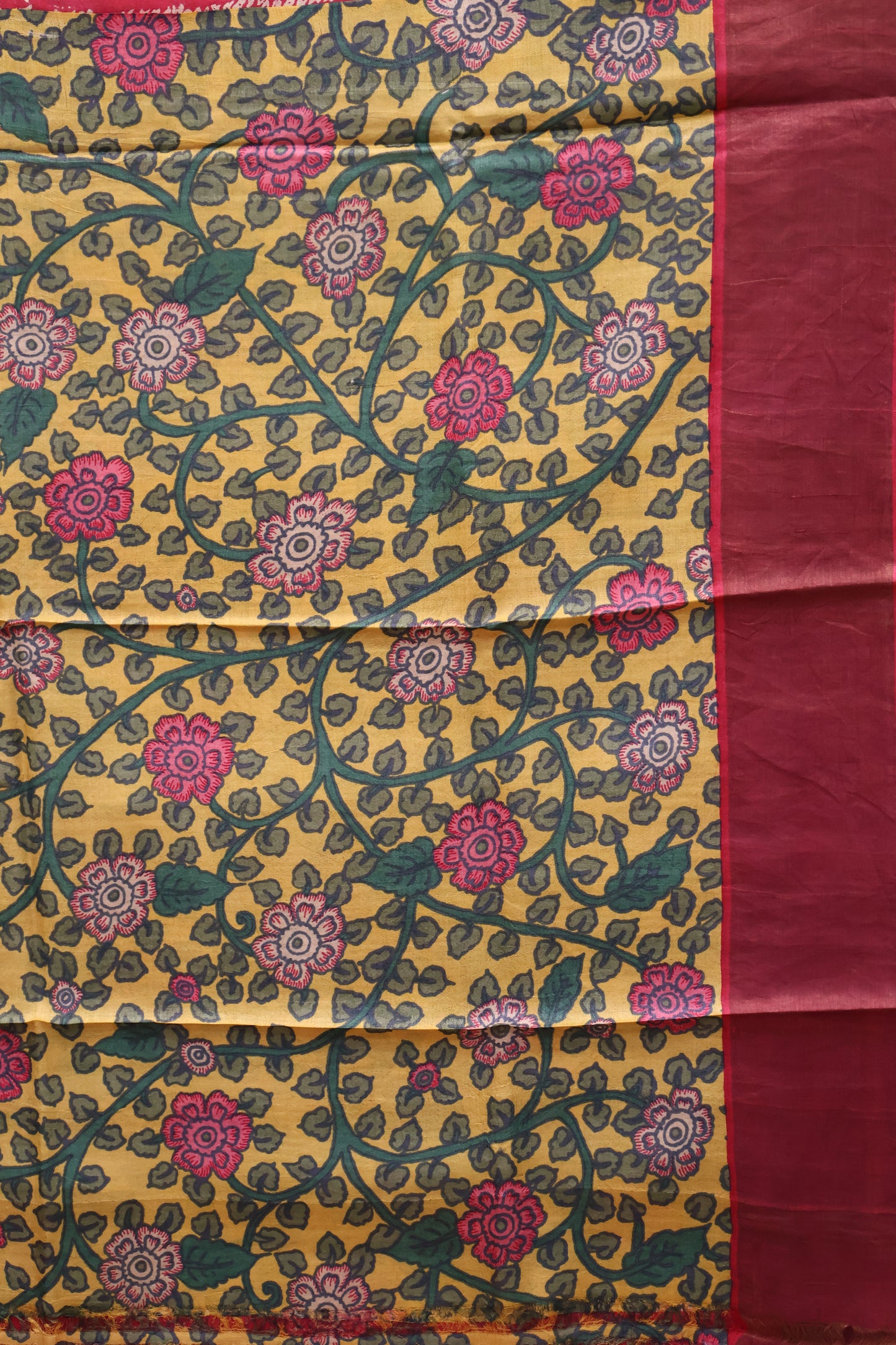 Pure Tussar Saree - Red Dot Lines