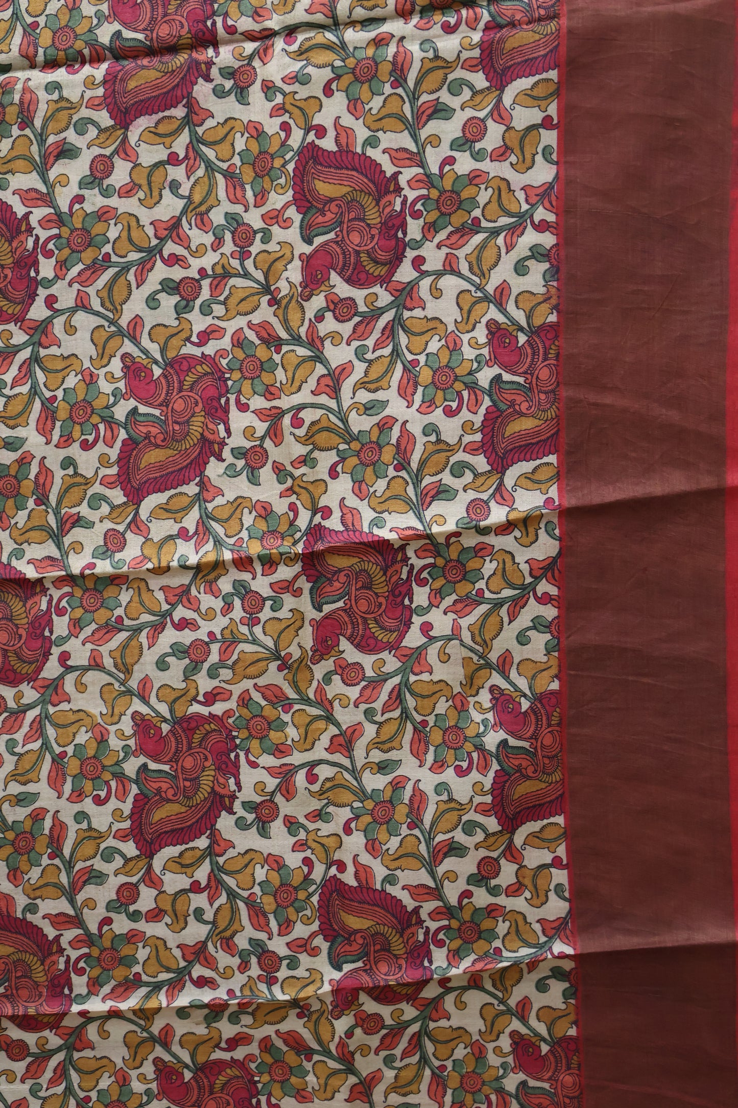 Pure Tussar Saree -red diamond Body