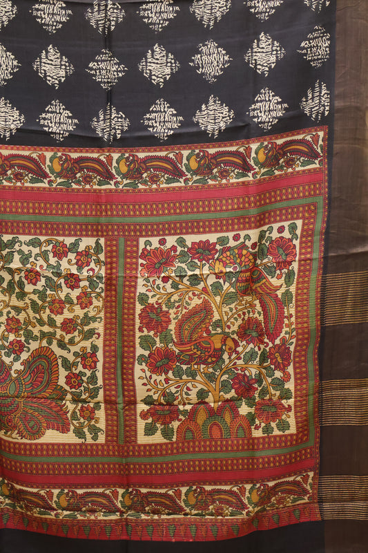 Pure Tussar Saree -Black diamond Body