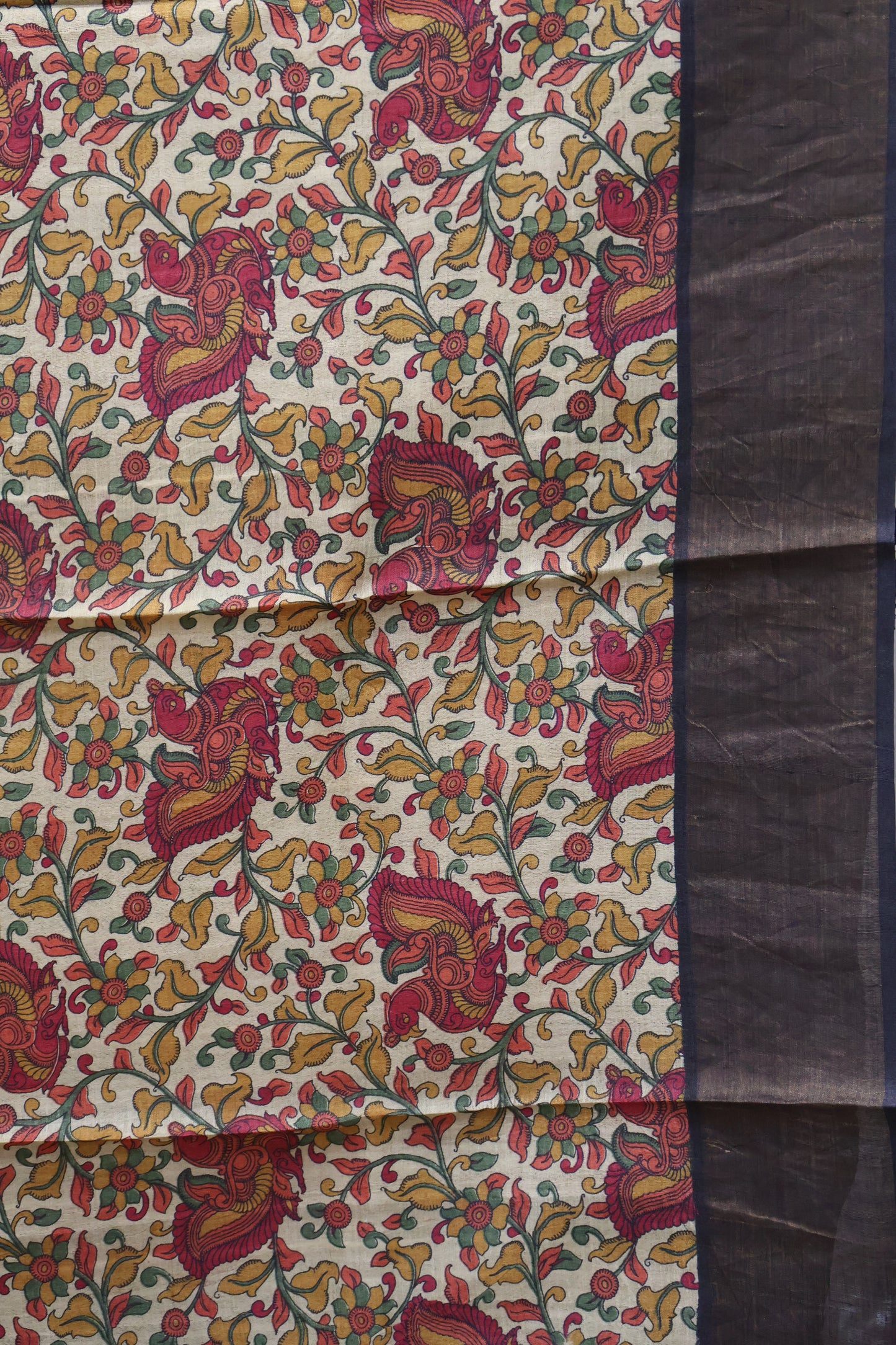 Pure Tussar Saree -Black diamond Body