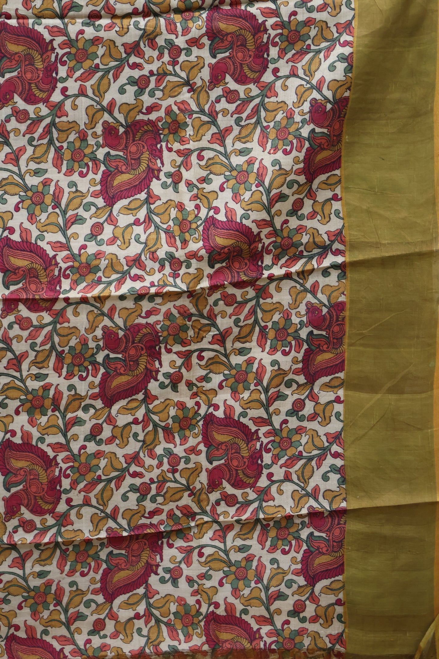 Pure Tussar Saree -Mustard diamond Body