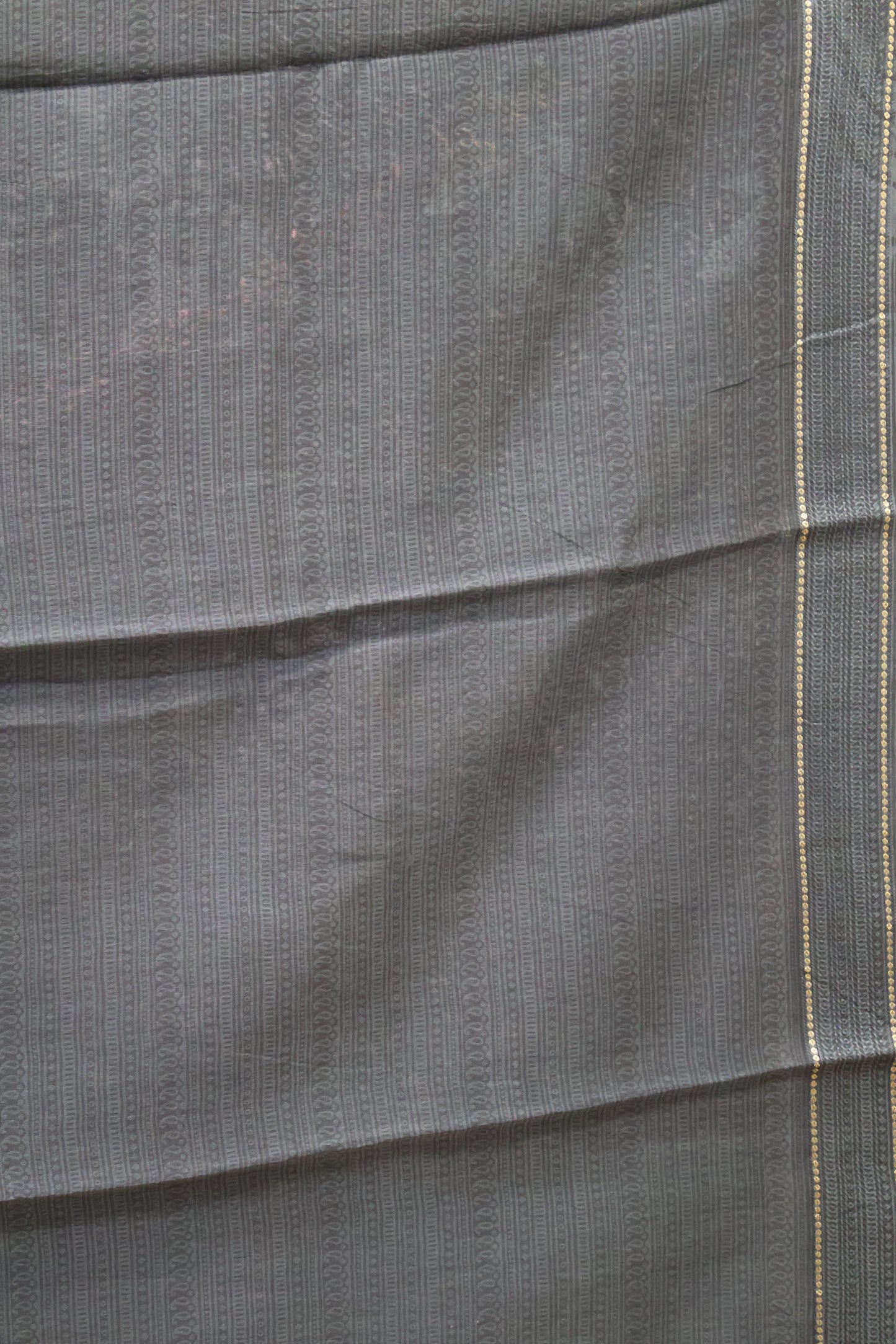 Pure Chanderi Saree -Grey Aqua Floral Double Border