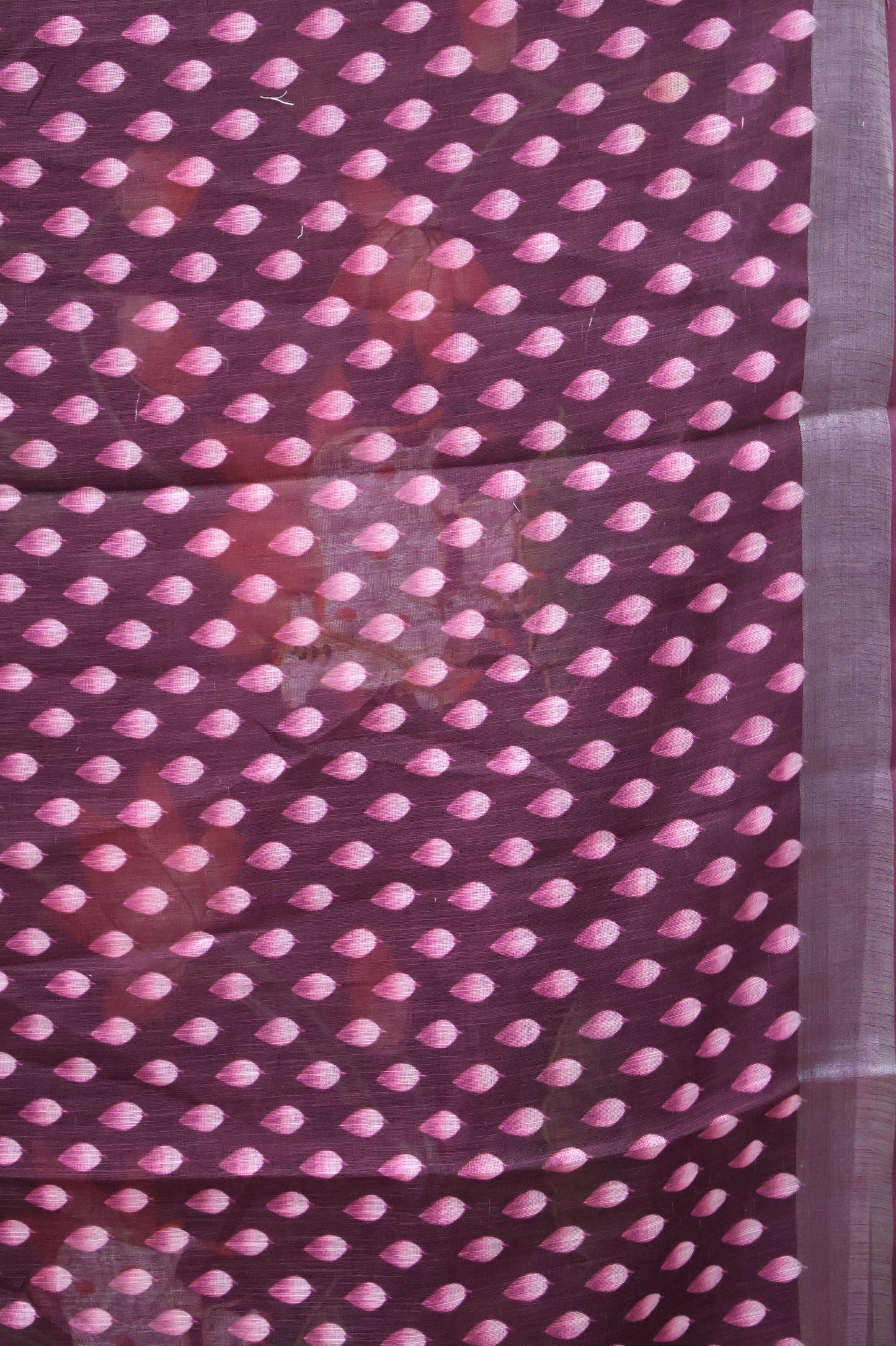 Semi Linen Saree Wine-With Pichwai Pattern