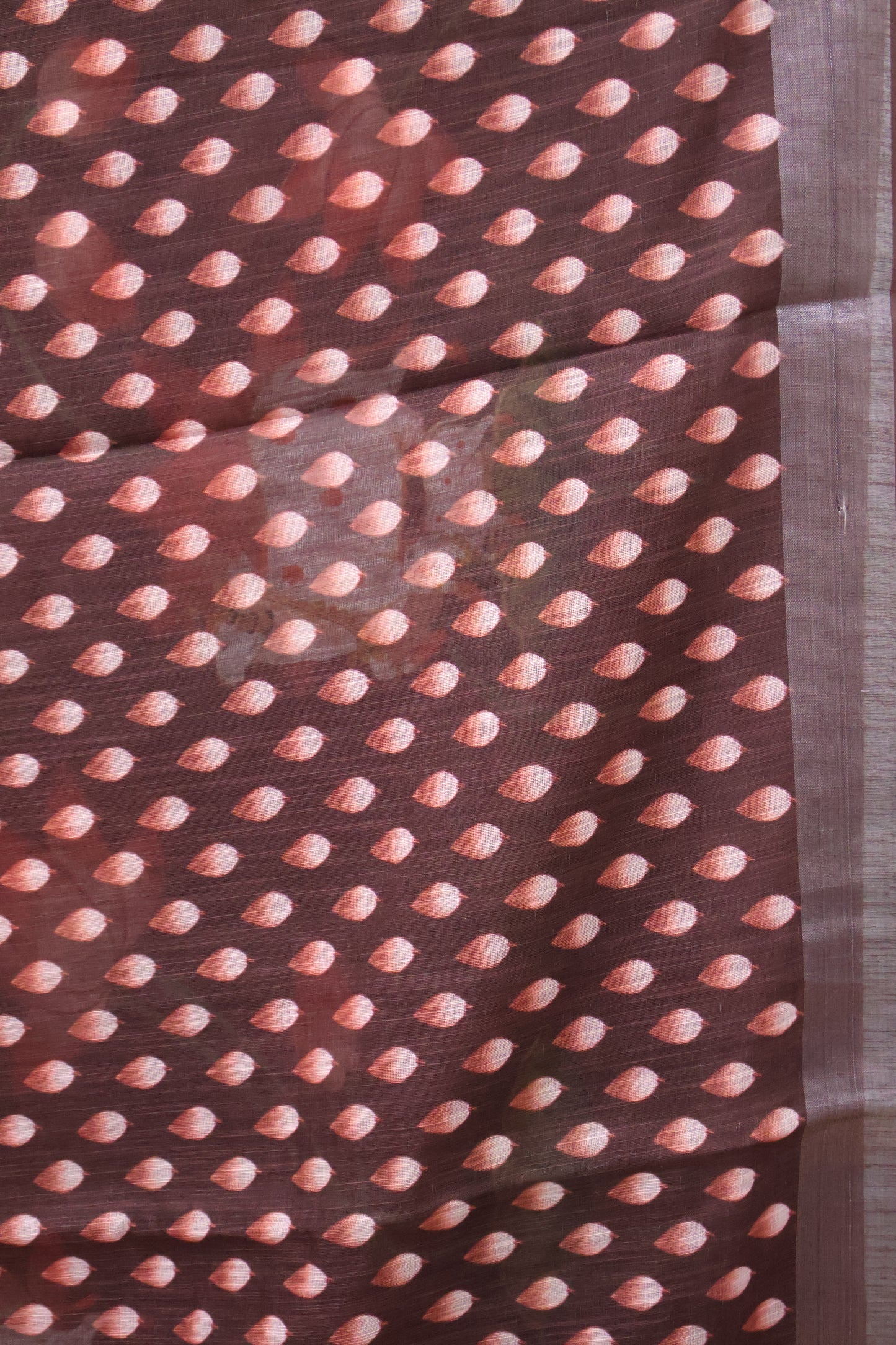 Semi Linen Saree Brown-With Pichwai Pattern