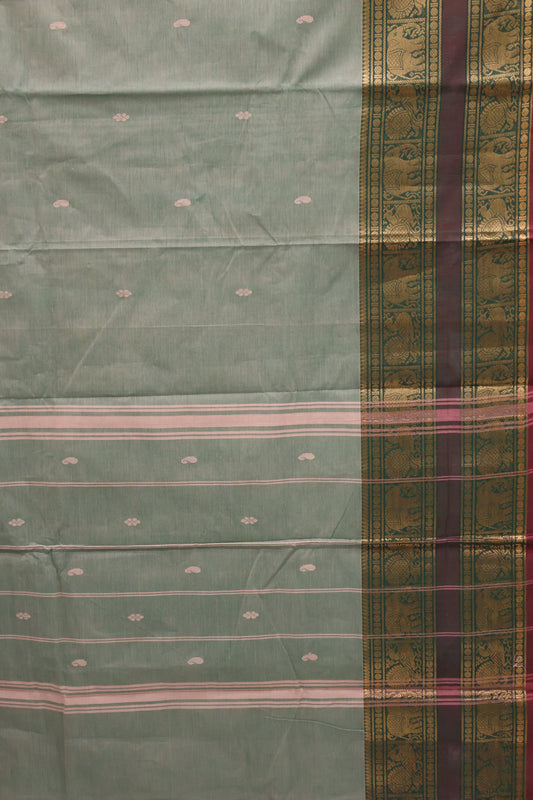 Chettinad Cotton Saree -Basil Green