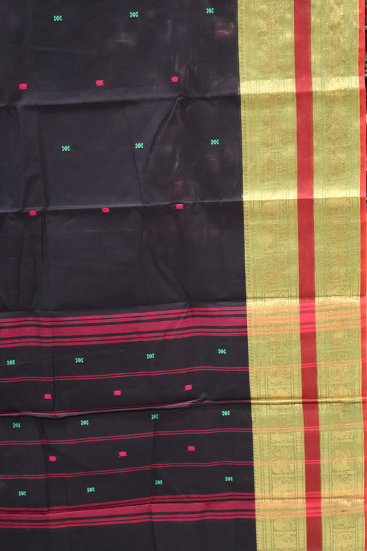 Chettinad Cotton Saree -Black Green