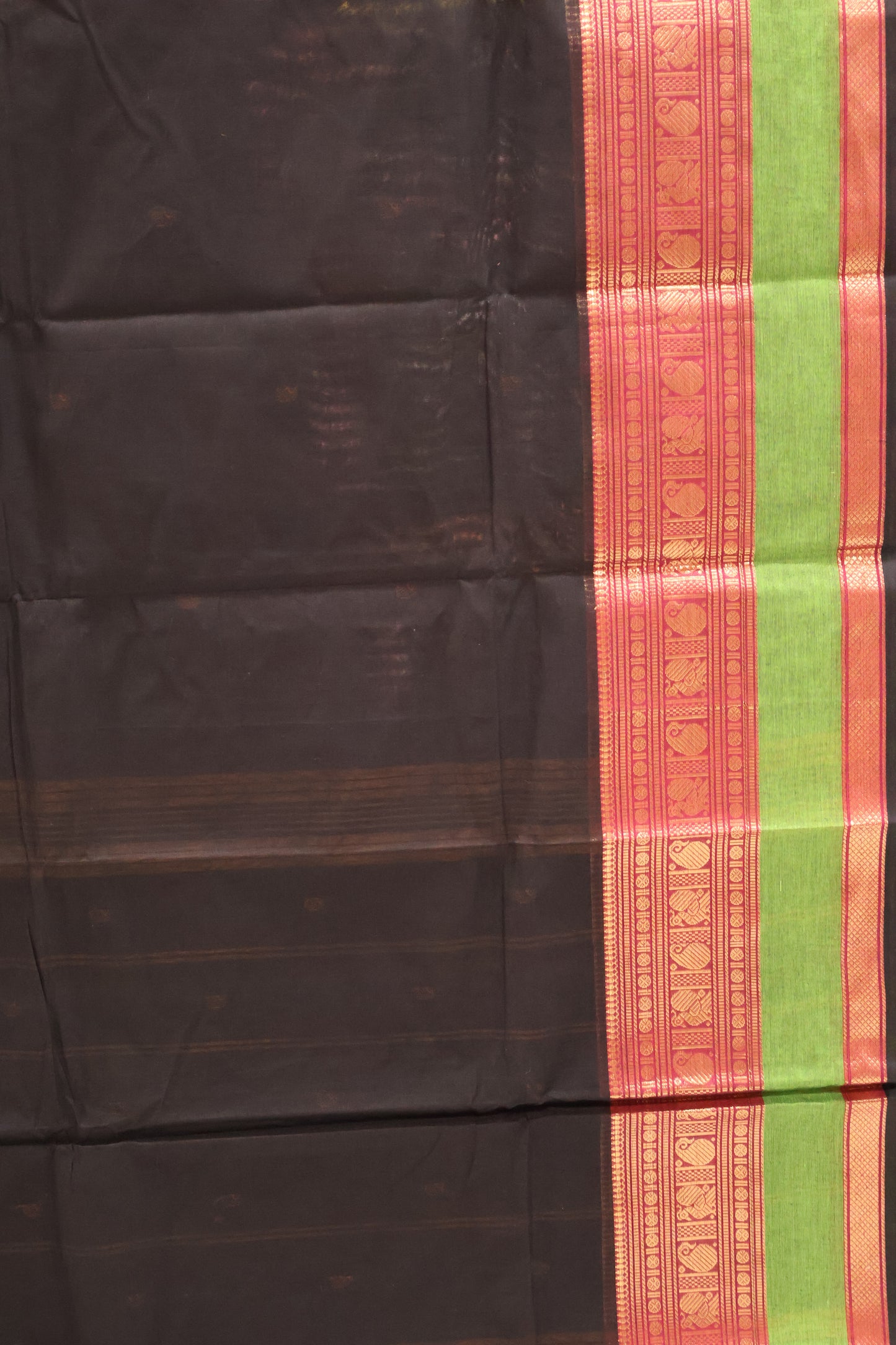 Chettinad Cotton Saree -Black Magenta