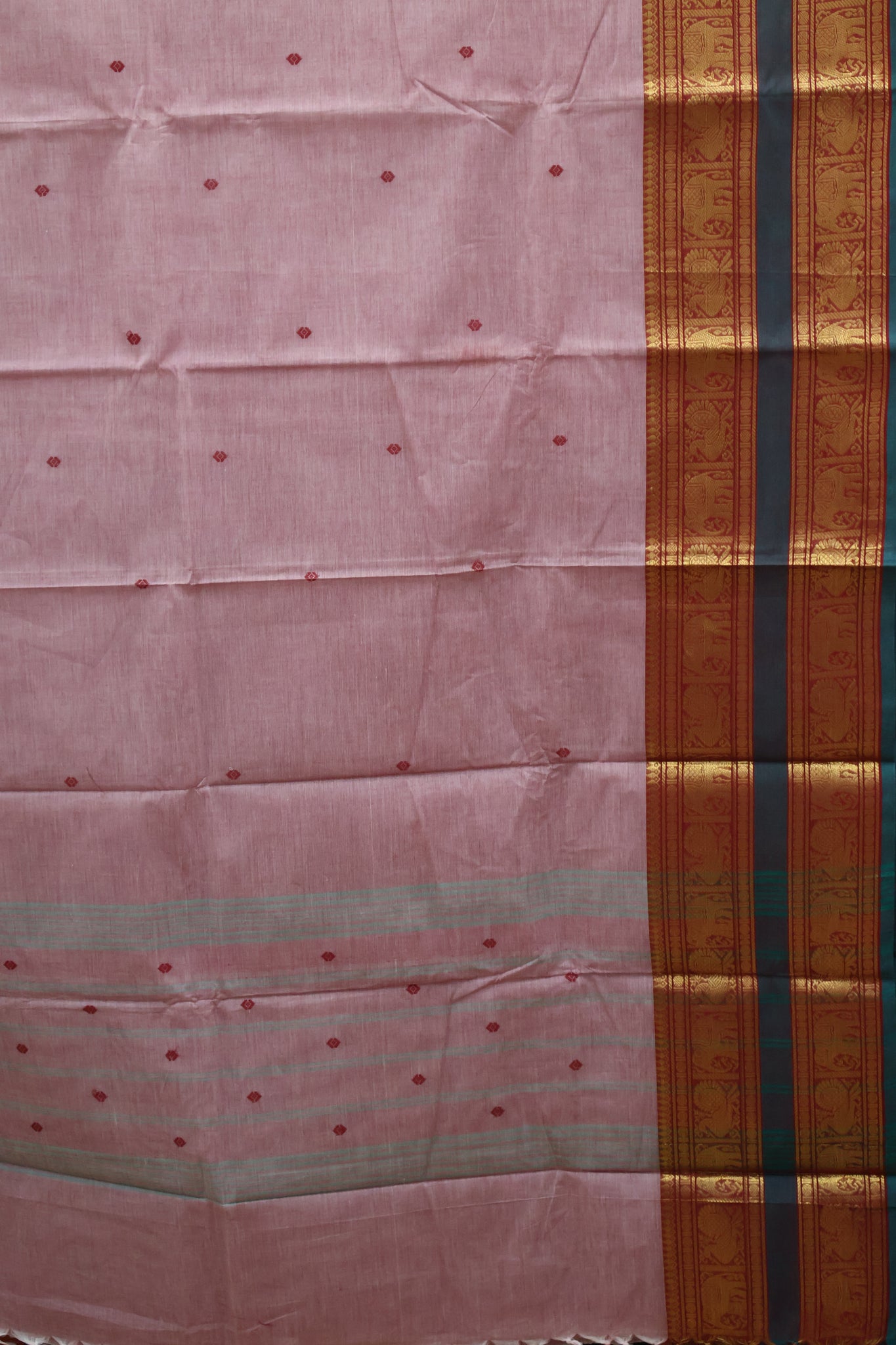 Chettinad Cotton Saree -Coral Pink